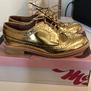 JEFFREY CAMPBELL GOLD BROGUES SIZE 7 NEVER WORN